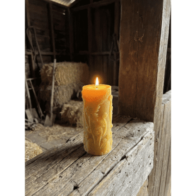 Frogmouth Ponds decorative beeswax candle cylinder