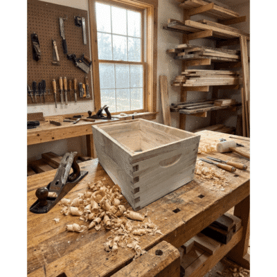 Beekeeping Equipment brood box 8 frame deep in carpenters workshop