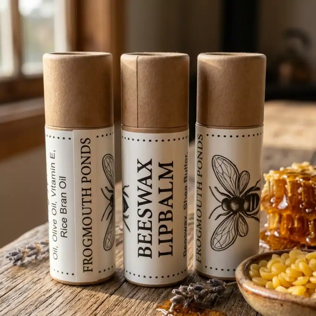 Natural Beeswax Lip Balm 3-Pack — Kraft Paper Tubes (3 × 11g)
